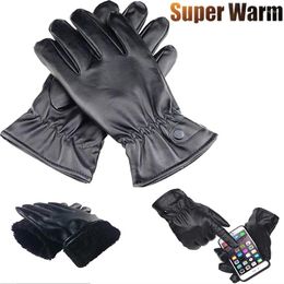 Cycling Gloves Winter Bicycle Warm PU Leather Touchscreen Full Finger Waterproof Outdoor Bike Skiing Motorcycle Riding