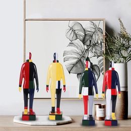 Malevich Sportsmen Sculture Abstract Art Hand-made Resin Artware Human Statue Home Office Decor 240329