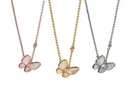 S925 Fashion Classic Sweet Shell 4 Fourleaf Clover Butterfly Necklace Malachite Pendant Chain for WomenGirls Valentine039s Mo7754570