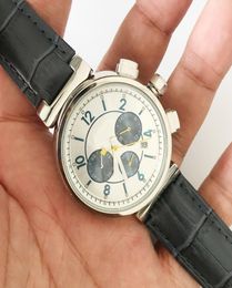 Men watch luxury quartz watches chronograph function silver case sapphire glass ceramic bezel white dial stainless steel Luminous 3287214
