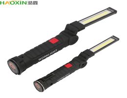 HaoXin Portable COB Flashlight Torch USB Rechargeable LED Work Light Magnetic COB lanterna Hanging Lamp For Outdoor Camping6635346