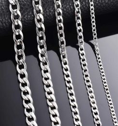 1 Piece Width 3mm 4 5mm 5mm 6mm 7mm 7 5mm Curb Cuban Link Chain Necklace for Men Women Basic Punk Stainless Steel Chain Chokers Q07343777