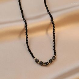 Choker Minar Vintage Black Colour Crystal Rhinestones Ball Beaded Necklace For Women Femme Wholesale Gold Plating Alloy Strand Chokers