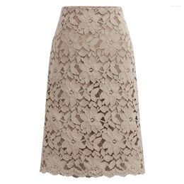 Skirts Fashion Office Lady Skirt Warm Hollow Out Elegant A-line High Waist Knee Length Bodycon Skin-friendly