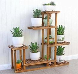 Yonntech Multi Tier Flower Plant Holder Stand Rack Wood Shelves balcony flower rack Plant stand Garden Bonsai Display Shelf C01258483901