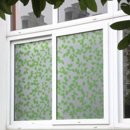 Window Stickers Fashion Static Scrub Green Tree Leaves Glass Frosted Film Sticker Room Privacy Protection Decorative 30-90cm