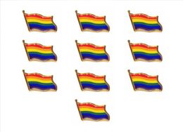 10pcslot Rainbow Flag Lapel Pin Colors Gay Pride Hat Tie Tack Badge Pins Mini Brooches for Clothes Bags Decoration9879955