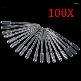 Drinking Straws 100Pcs Clear 3ml Plastic Eye Dropper Set Liquid Transfer Graduated Pipettes For Laboratory Experiment Microbiology