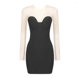 Casual Dresses Sexy Beading Bandage Dress 2024 Summer Backless Women Clothes Club Party Celebrity Mini