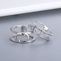 Rings Women Men Band Ring Designer Ring Fashion Jewellery Stainless Steel Letter lover Single Grid Rings Casual Couple Classic Retro Silver Optional Size 6-10 017