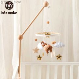 Mobiles# Baby Rattle Toy 0-12 Months Wooden Mobile Newborn Music Box Elephant Bed Bell Hanging Toys Holder Bracket Infant Crib Toy Gifts Y240415Y240417Q8R3