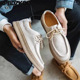 Casual Shoes Trainers Skate Round Toe Lace Up Athletic Flats Trending Sneakers Suede Breathable Men Wallabees Sport Brown Spring