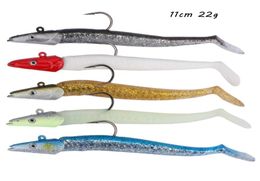 5 Colors Mixed 11cm 22g Soft Baits Lures Jigs Fishing Hooks Single Hook Fishhooks Pesca Tackle KL611183557