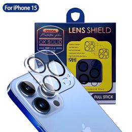 Camera Lens Screen Protector for iPhone 15 14 13 12 Mini 11 Pro Max 3D Transparent Camera Back Tempered Glass Film with retail package