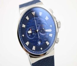 Blue Dial Blue Rubber Belt Trend Whatches White Stainless Pointer Watch Mens Fashion Wrist Watches6026532
