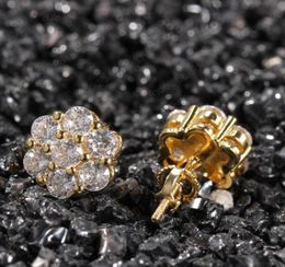 18K Real Gold Hiphop CZ Stud Earrings for Men Women and Girls Gifts Diamond Earrings Studs Punk Jewelry7970322