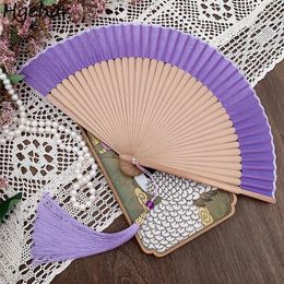 Decorative Figurines Chinese Style DIY Paper Folding Fans Tassel Bamboo Retro Hand Fan Painting Handmade Craft Gift Portable Simple