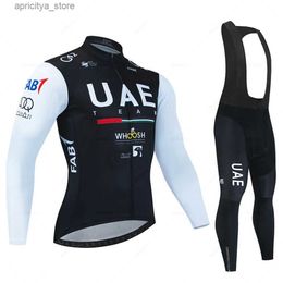 Cycling Jersey Sets 2023 Uae Autumn Cycling Jersey Set Men Long Seve Quick-Dry Bicyc Clothing MTB Maillot Ropa Ciclismo Road Bike Sports Wear L48