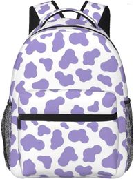 Backpack Purple Cow Print Large Capacity Laptop Bags Accessories For Work Travel Bag Stuff
