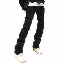 Grunge Clothes Y2K Streetwear Black Slim Stacked Jeans Pants For Men Hip Hop Women Long Trousers Vetements Homme 240415