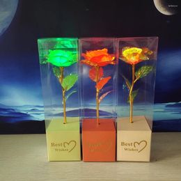 Decorative Flowers Artificial Foil Plated Gold Rose Luminous Wedding Decor Valentine's Day Gift Uniques Gifts For Girls