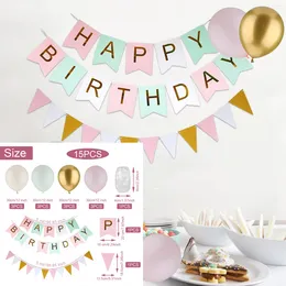 Party Decoration 15pcs Set 12 Inch Green Latex Birthday Balloons 16.4ft Type 1 Paper Card Decorations Balloon Happy