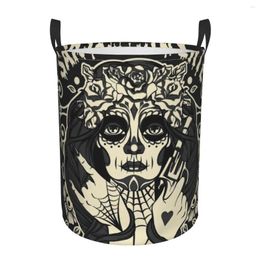 Laundry Bags Santa Muertos Halloween Dirty Basket Waterproof Home Organizer Clothing Kids Toy Storage