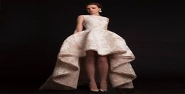 Elegant HiLo Lace Prom Dress Jewel Sleeveless Ruffle Evening Gown 2017 New Fashion Homecoming Dresses Custom Made2273322