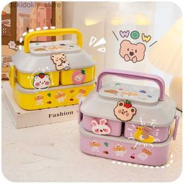 Bento Boxes Cute Portable Lunch Box for irls School Kids Plastic Picnic Bento Box Microwave Food Box with Compartments Storae Containers L49