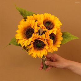 Decorative Flowers Artificial Sunflowers For Home Decoration And DIY Crafts Bouquet Wedding Party Good Hand Feeling WeddingBouquet