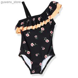 One-Pieces 2022 Girls Swimsuits One Piece Swimwear 2-10Years Kids Bathing Suits Floral Printed Beachwear Children Girls Swimming Clothes Y240412