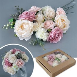 Decorative Flowers Affordable Silk Rose Bouquet - Faux And Plants For Weddings Elegant Artificial