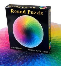 1000 pcsset Colorful Rainbow Round Geometrical Po Puzzle Paper Adult Kids DIY Jigsaw Puzzle Educational Reduce Stress Toy 20129104249