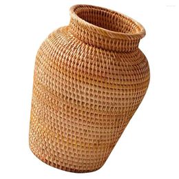 Vases Rustic Decor Rattan Vase Flower Arrangement Country Style Home Decoration Handmade Woven Simple Decorations