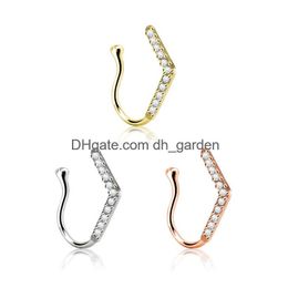 Beaded Nose Rings Mti Style Copper Inlaid Zircon Puncture Ring Jewellery Wholesal Drop Delivery Bracelets Dhgarden Dhh5N