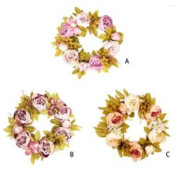 Decorative Flowers Peony Simulated Garland Rattan Ring Wedding Outdoor Wreath Flower