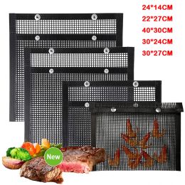 Pads Nonstick Mesh Grill Bag Barbecue Mat Reusable Bbq Grill Mat Vegetable Meat Cooking Pouch Heat Resistant Bbq Accessories Tools