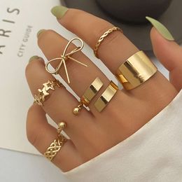 Hot Sale Bow Knot Star Fried Dough Twists 8-piece Ins Wind Opening Ring