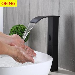 Bathroom Sink Faucets Matte Black Sensor Faucet Cold And Deck Mounted Tap Short Tall Smart Infrared Mixer