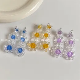 Dangle Earrings Delicate Charm Accessories Exquisite Crystal Flower Earring For Women Vintage Jewellery Elegant Korean Fashion Jewelry