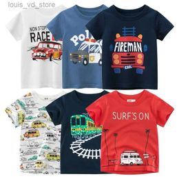Clothing Sets Summer New 2024 Cartoon Car T Shirt Boys Girls Short Sleeve T-Shirt Tops Children O-Neck Cotton Tee Shirts Dropshipping T240415