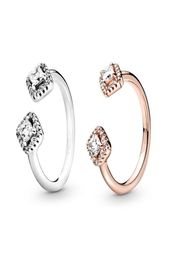 NEW Sparkle Ring CZ diamond Open Rings Women Jewellery for 925 Sterling Silver Wedding RING set with Original box1034227