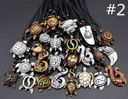 MIXED Jewellery Whole Lots 25PCS Imitation Yak Bone Carved Lucky Surfing Sea Turtles Pendants Necklace for men women children05916482