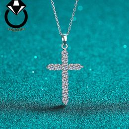 925 Sterling Silver Necklace Womens Moissanite Cross Neck Chain Plating PT950 Gold Lock Bone Chain