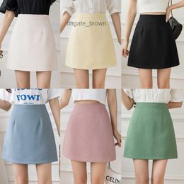 2023 Autumn High Waist Anti Shining Half Skirt Womens Korean Style A-line Wrapped Hip Skirt Wearing Bottom Professional Short Skirt