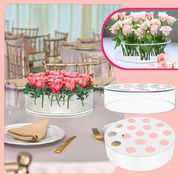 Vases Round Acrylic Flower Vase Clear Floral For Centrepiece 16 Holes Dining Table Wedding Z0n6