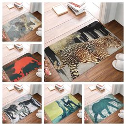 Carpets Tropical Jungle Animal Cartoon Giraffe Elephant Doormats Home Kitchen Entrance Decoration Floor Mat Bath Indoor Non-Slip Rugs