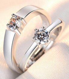 Couple Ring Pair Men and Women Simple Fashion Temperament Korean Style Crown Zircon Couple Rings Opening Wedding Simulation Diamon6255291