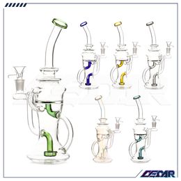 11 Inches Oil DAB Rig Recycler Bong Glass Smoking Water Pipe hookah bubbler With 14mm Bowl