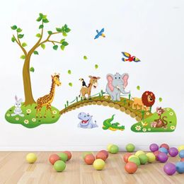 Window Stickers Nitoll DIY Wall Cartoon Animal Removable Home Decor Wallpaper Self Adhesive For Children Room Sitting